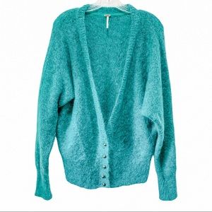 Free People Teal Wool Cocoon Cardigan Sweater M